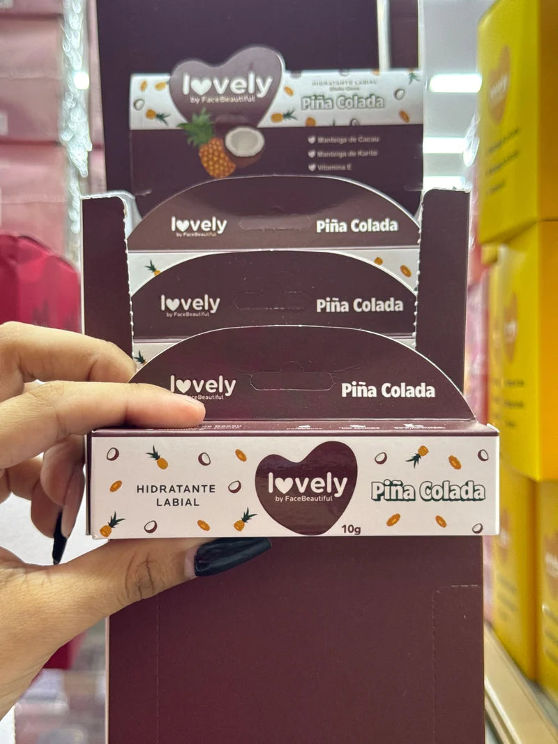 BOX HIDRATANTE LABIAL LOVELY PINÃ COLADA C/6 UNIDADES FACE BEAUTIFUL