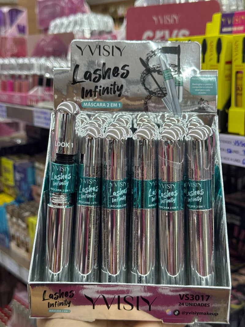BOX MÁSCARA PARA CÍLIOS 2 EM 1 C/24 UNIDADES YVISIY