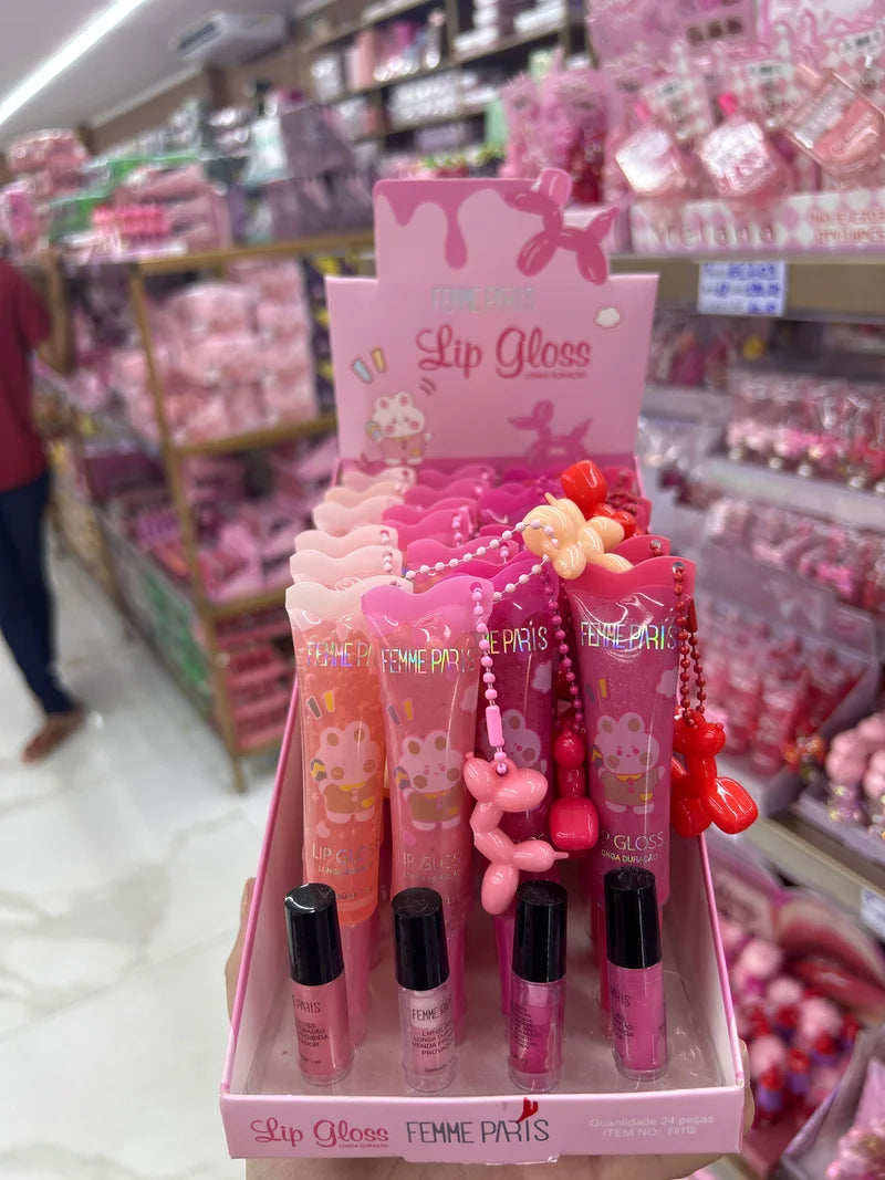 BOX LIP GLOSS LONGA DURAÇÃO C/24 UNIDADES FEMME PARIS