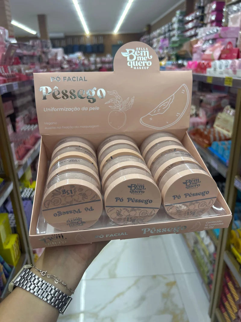 BOX PÓ FACIAL DE PÊSSEGO C/12 UNIDADES BEM ME QUERO