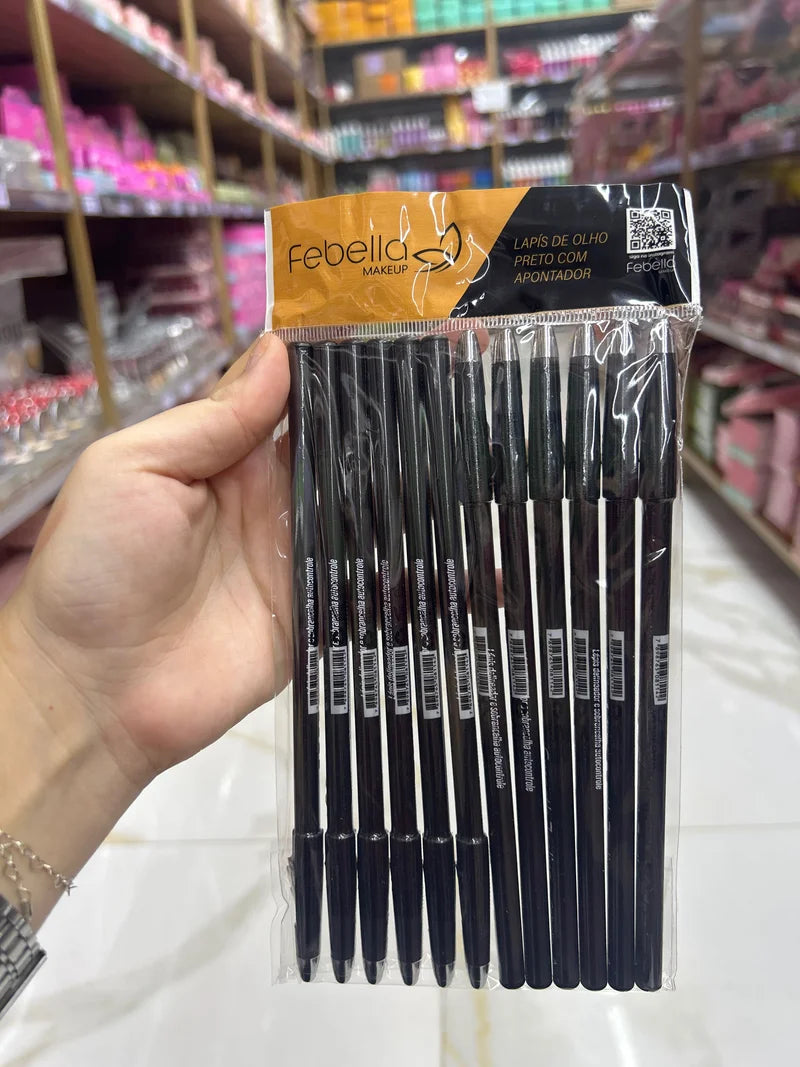 BOX LÁPIS DE OLHO PRETO COM APONTADOR C/12 UNIDADES FEBELLA