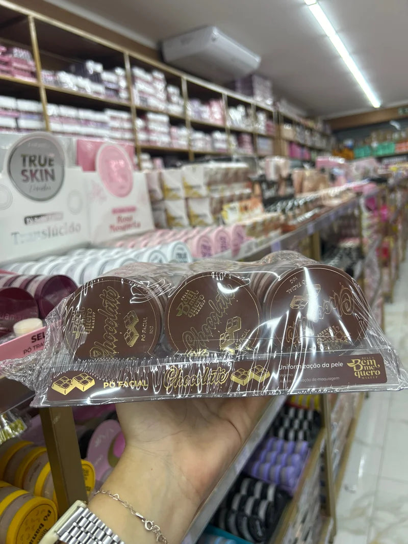 BOX PÓ FACIAL CHOCOLATE C/12 UNIDADES BEM ME QUERO
