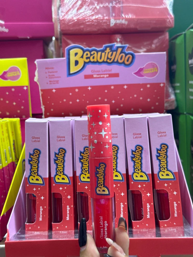 BOX GLOSS LABIAL MORANGO C/36 UNIDADES FACE BEAUTIFUL