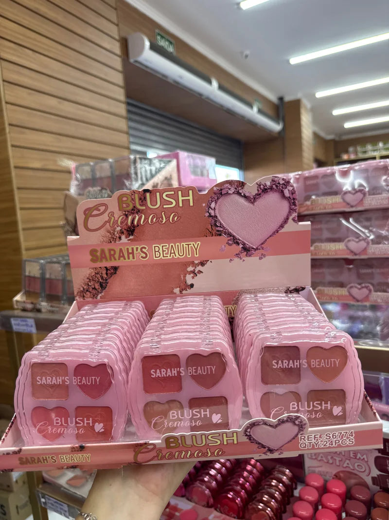 BOX BLUSH CREMOSO C/24 UNIDADES SARAH'S BEAUTY