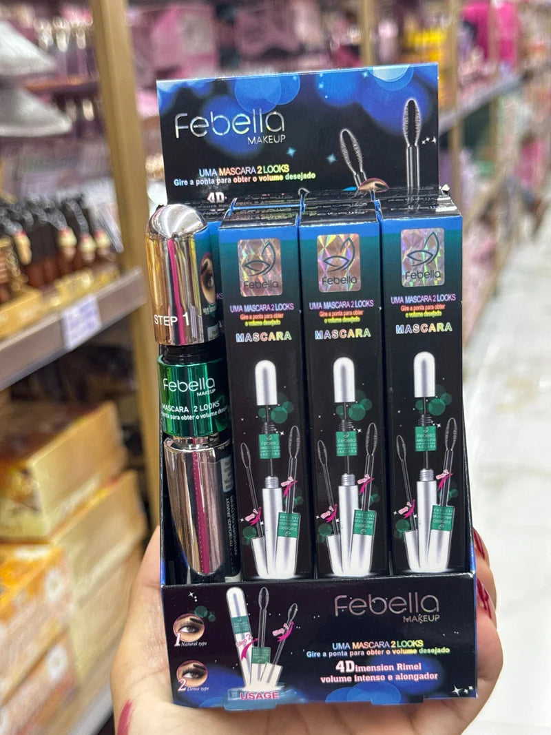 BOX MÁSCARA PARA CÍLIOS 2 EM 1 C/12 UNIDADES FEBELLA