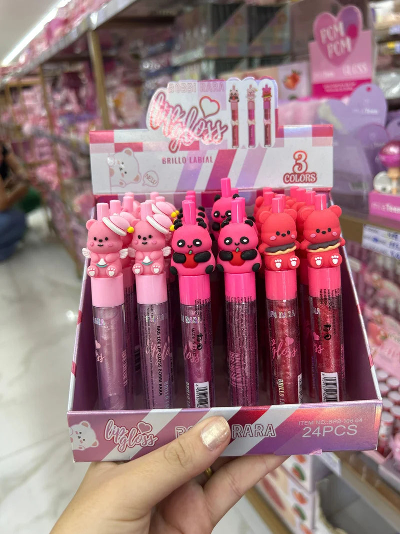 BOX BRILHO LABIAL LIP GLOSS 3 CORES C/24 UNIDADES BOBBI RARA