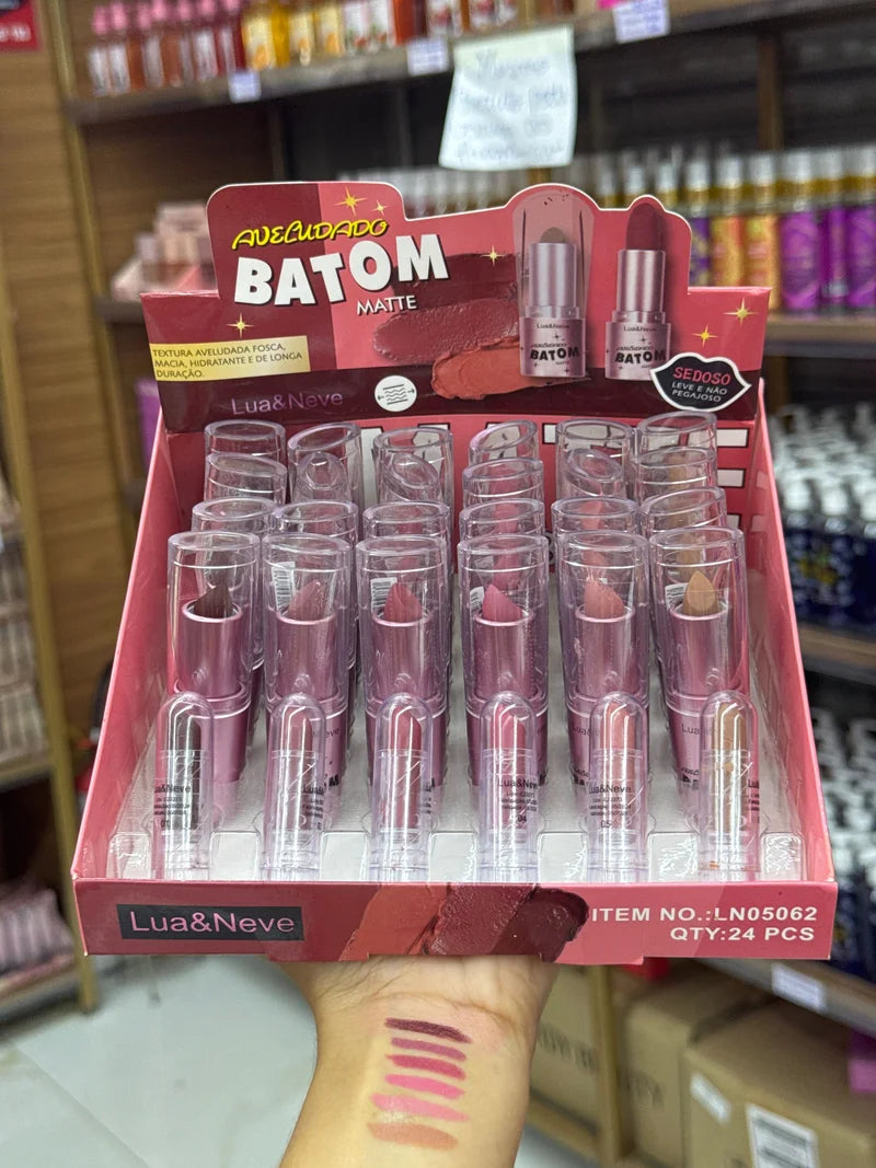 BOX BATOM MATTE AVELUDADO C/24 UNIDADES LUA & NEVE