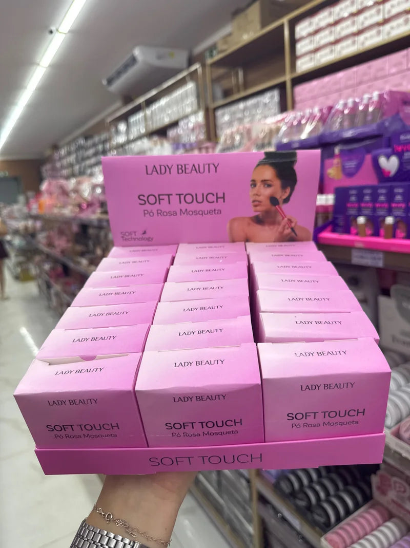 BOX SOFT TOUCH PÓ ROSA MOSQUETA C/21 UNIDADES LADY BEAUTY